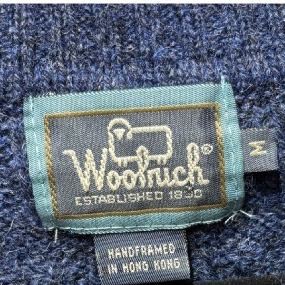 Vintage Woolrich 100% Pure Wool Cable Knit Sweater Men M Blue Fisherman Crewneck - Picture 4 of 6